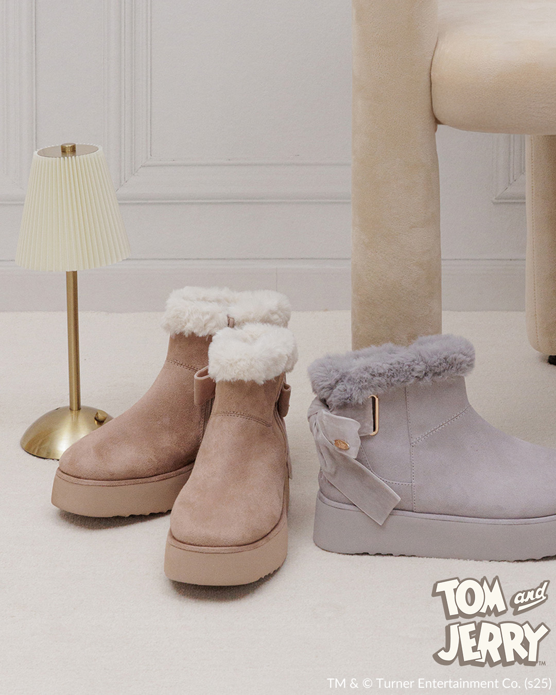 【TOM and JERRY】バックリボンムートンブーツ

